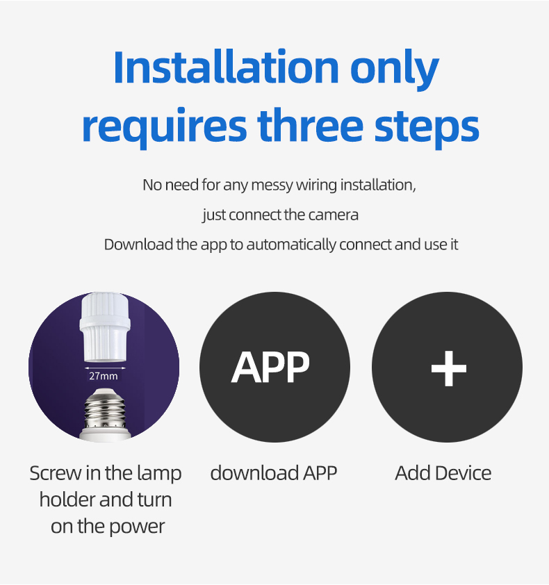 e27 bulb monitoring, wifi camera, 20-watt lighting lamp - dual-purpose lighting and monitoring.(图15)